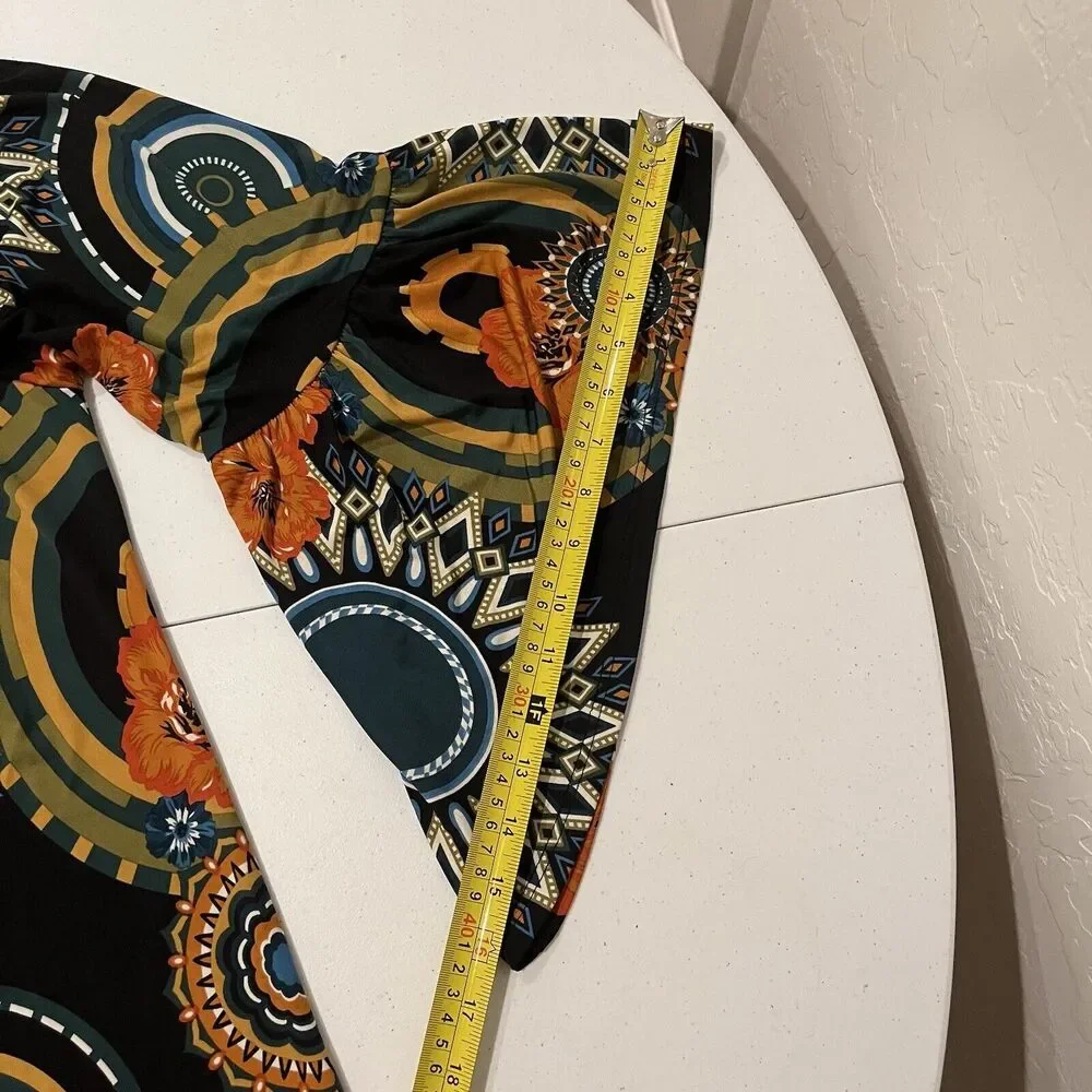 Womens Sz S Floral Off Shoulder Tunic Top / Dress Bell Sleeves Stretch Halloween - Picture 9 of 10